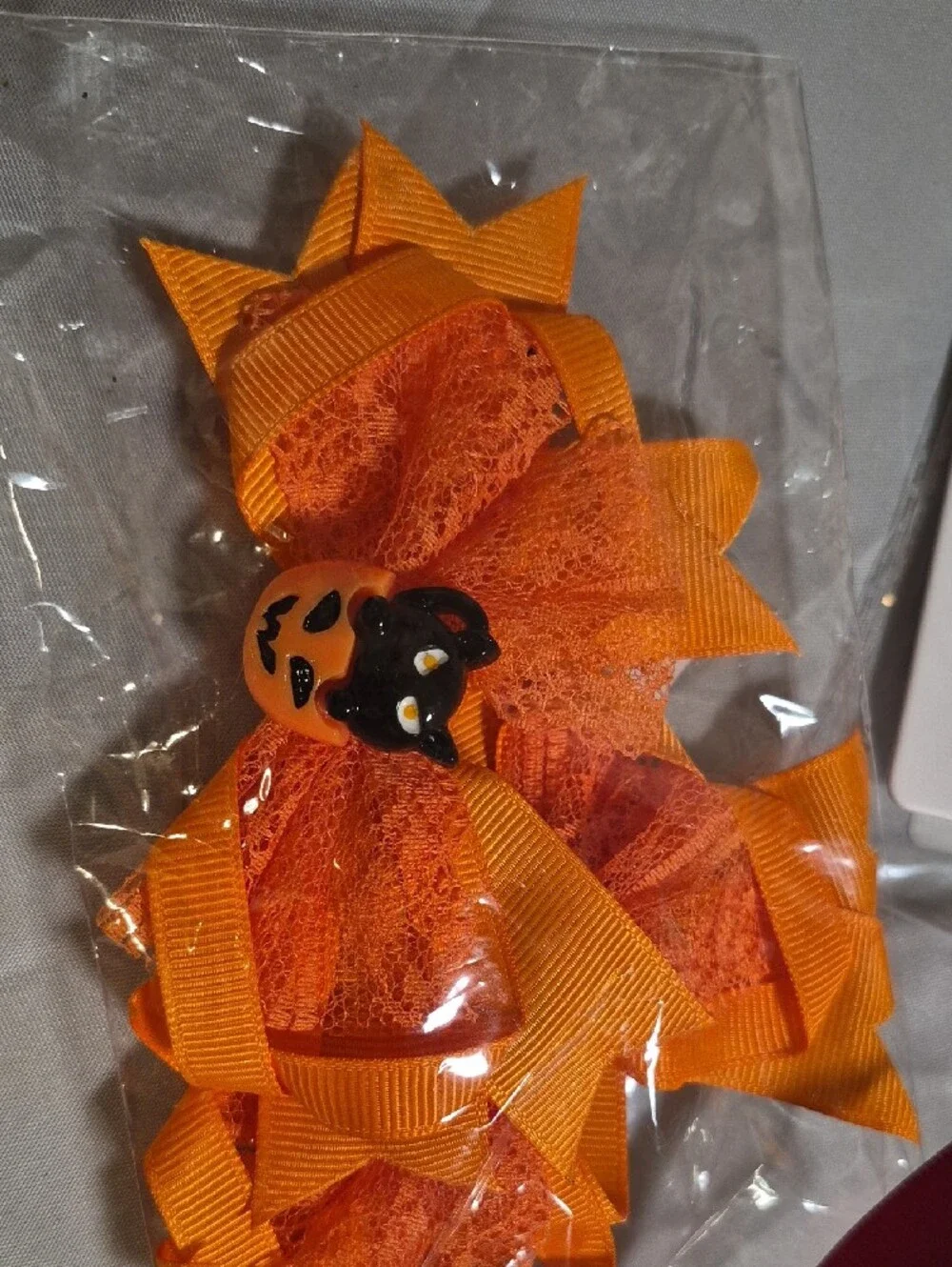 Mixed Hair Accessories Set - Orange Bow & Burgundy Clips